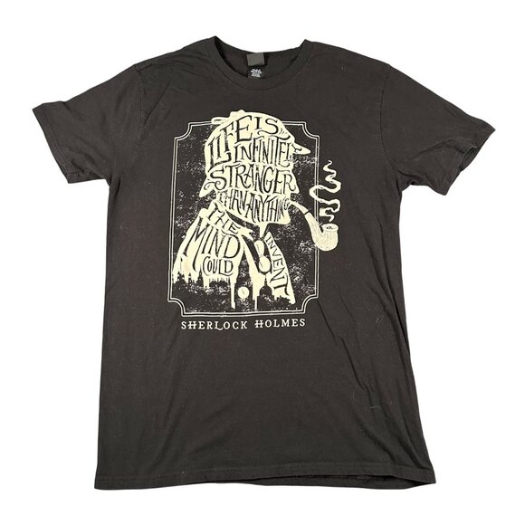 Sherlock Holmes Life is Infinitely Stranger Than Mind Could Invent Black SS Tee - Picture 1 of 8